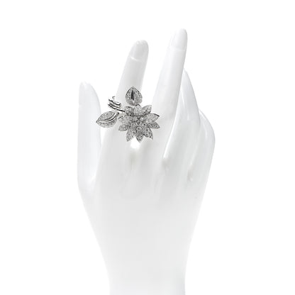 Van Cleef & Arpels 18K White Gold Diamond Lotus Between The Finger Ring 50 5.25 2 of 5