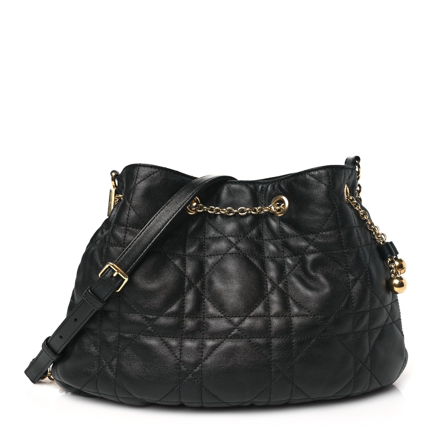Christian Dior Lambskin Supple Macrocannage Medium Ammi Bag Black 1 of 11