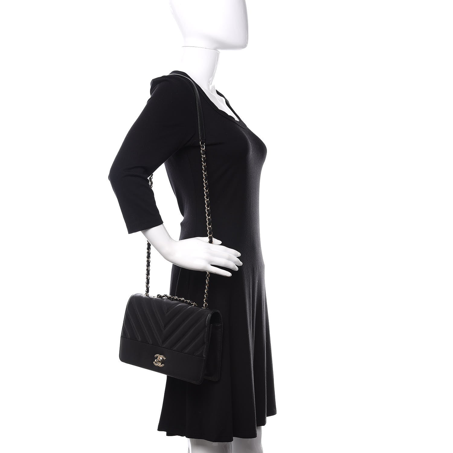 Chanel Lambskin Chevron Quilted Flap Black 2 of 10