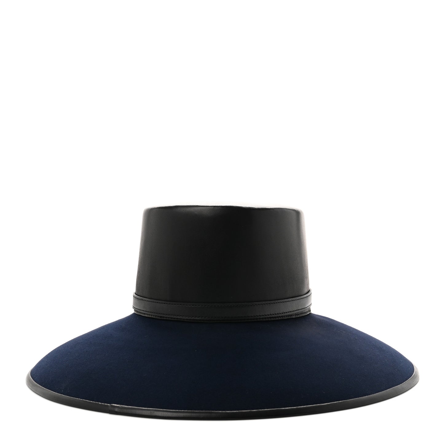 Beaver Felt Swift Glossed Lambskin Very Kelly Hat 58  Black Bleu Nuit