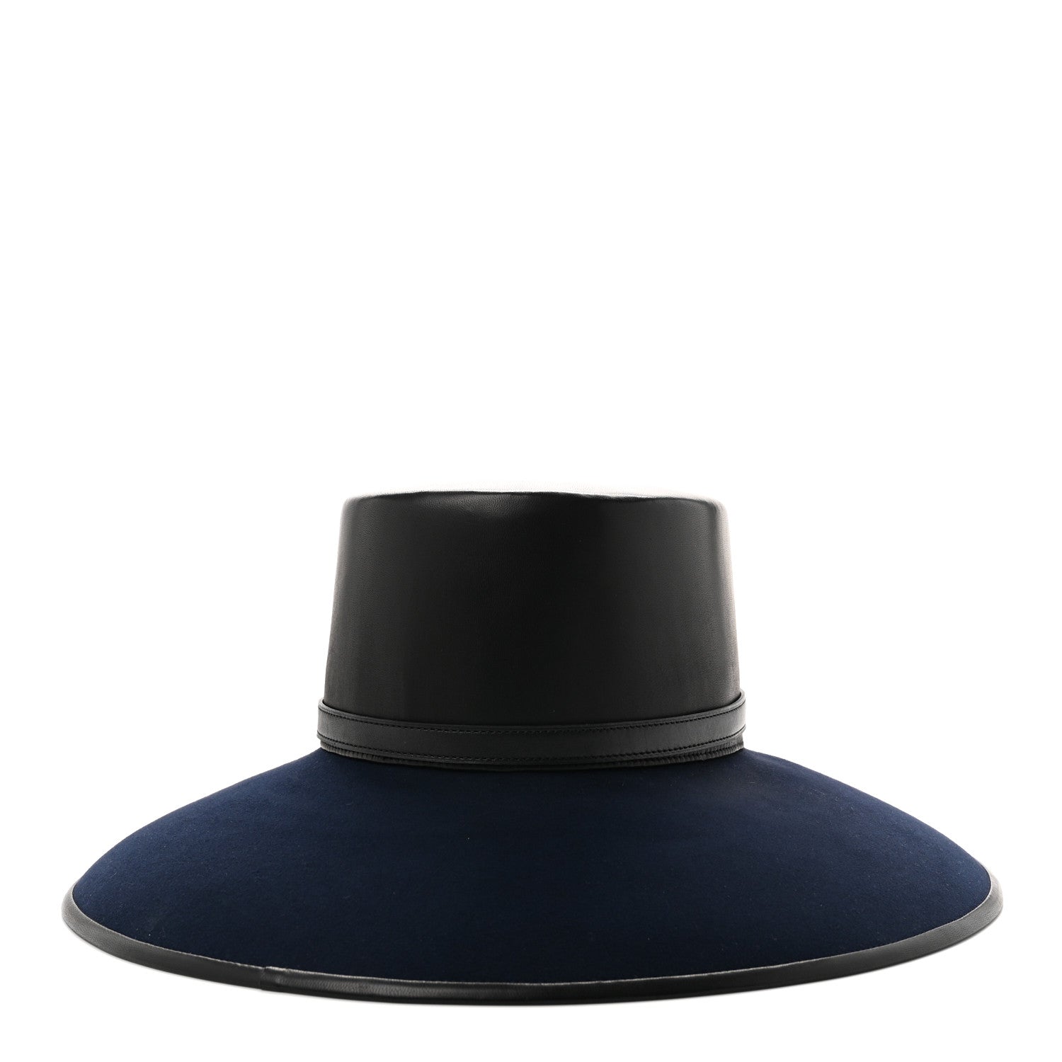 Hermes Beaver Felt Swift Glossed Lambskin Very Kelly Hat 58  Black Bleu Nuit 3 of 7