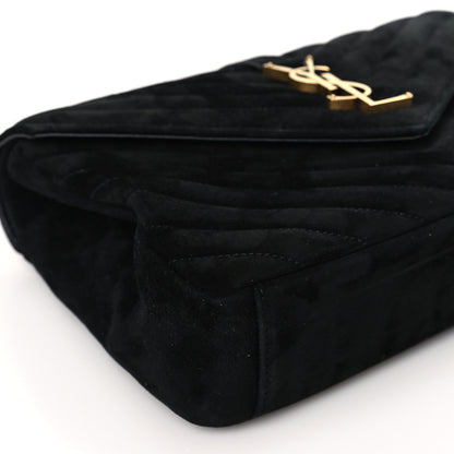 Saint Laurent Suede Matelasse Chevron Monogram Medium College Bag Black 8 of 9