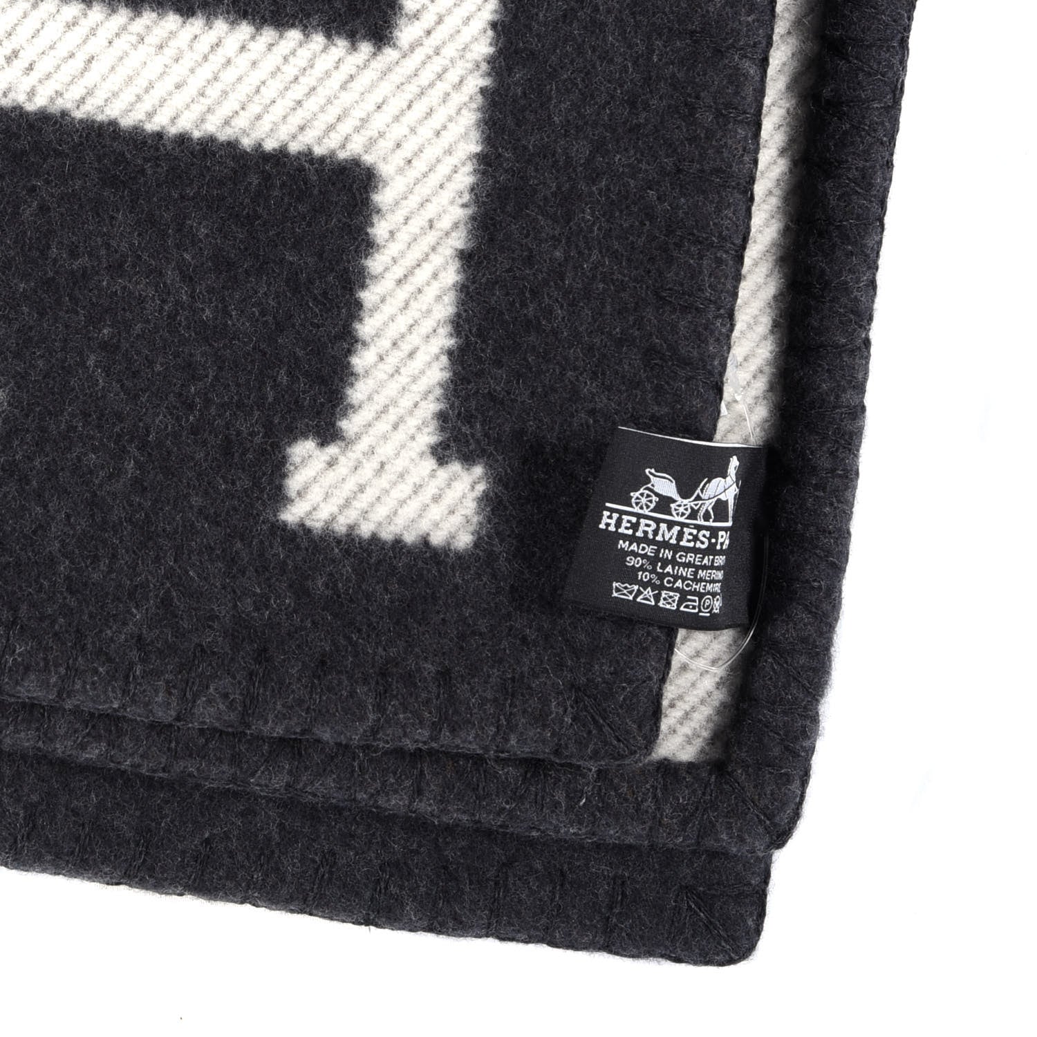 Hermes Wool Cashmere Avalon Blanket Ecru Gris Fonce 3 of 3
