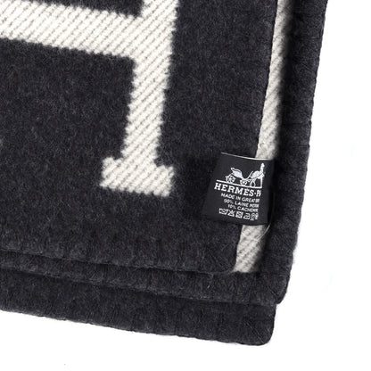 Hermes Wool Cashmere Avalon Blanket Ecru Gris Fonce 3 of 3