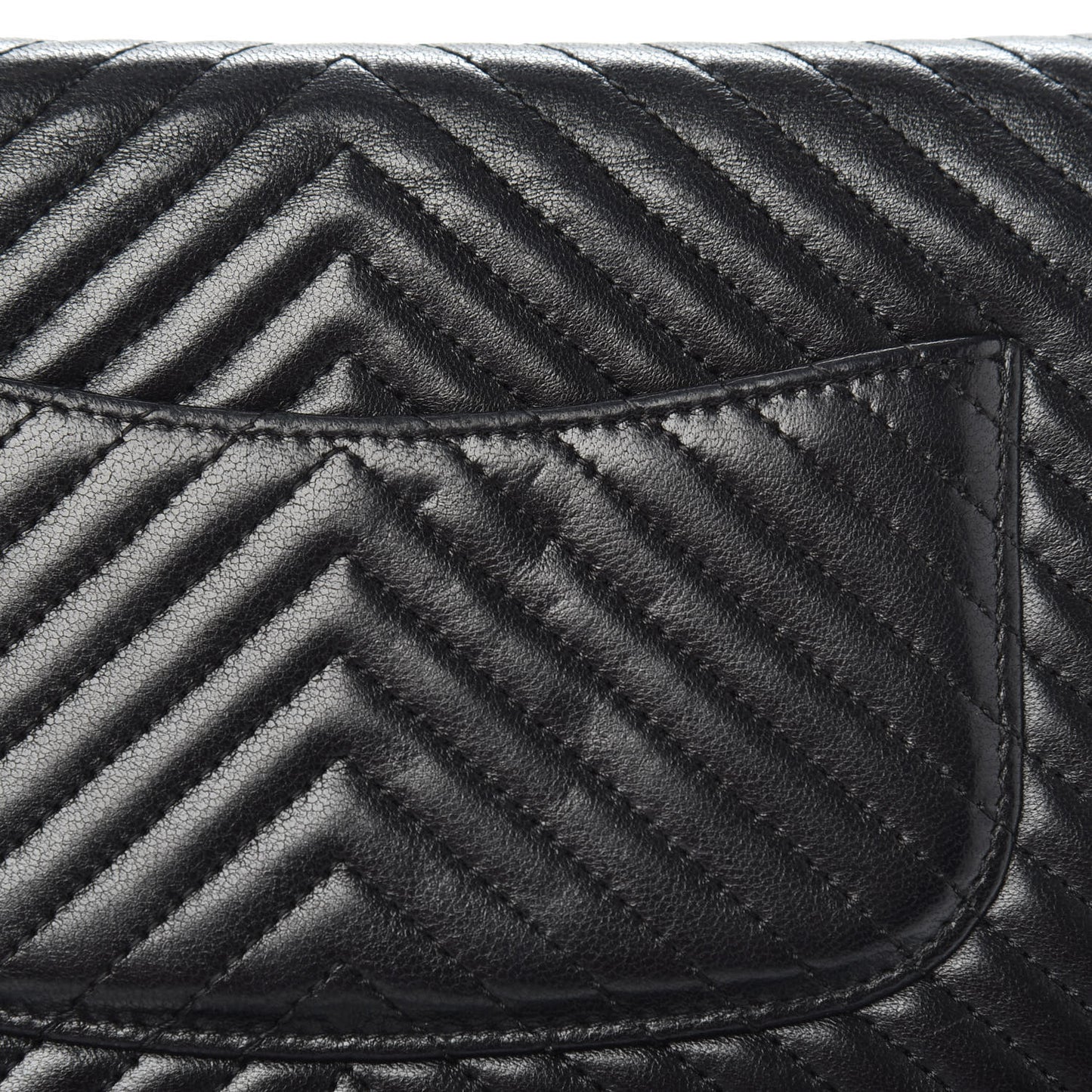 Lambskin Chevron Quilted Wallet On Chain WOC So Black