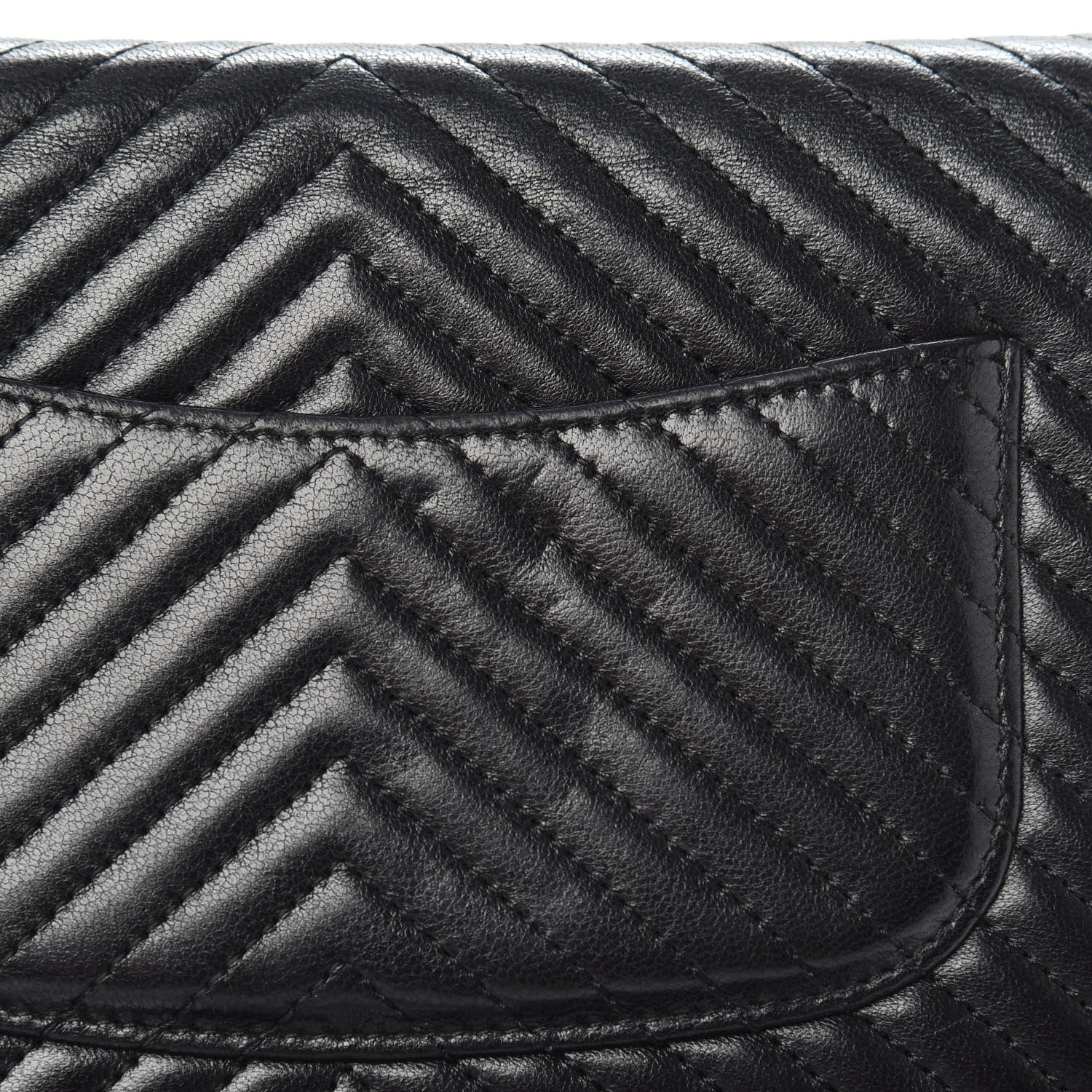Chanel Lambskin Chevron Quilted Wallet On Chain WOC So Black 9 of 13