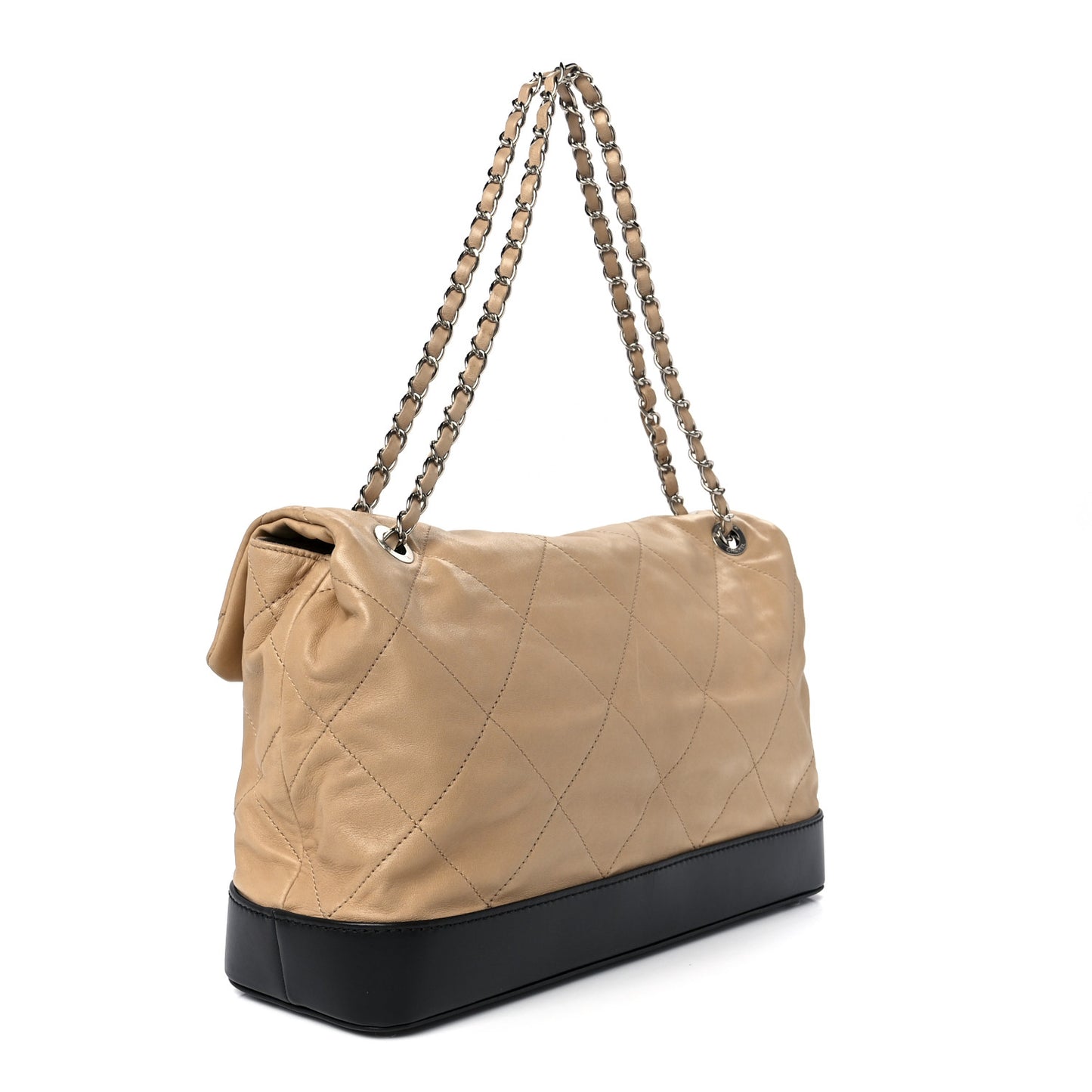 Calfskin Quilted VIP Flap Beige Black