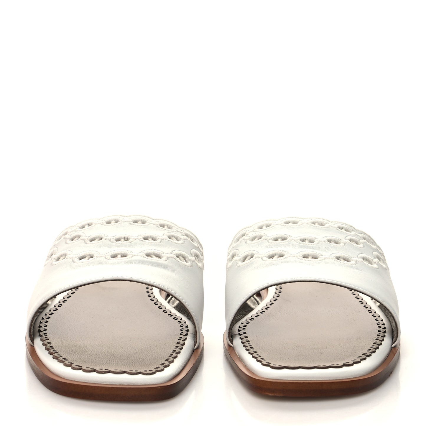 Calfskin Chaine d'Ancre Gaelle Sandals 39.5 White