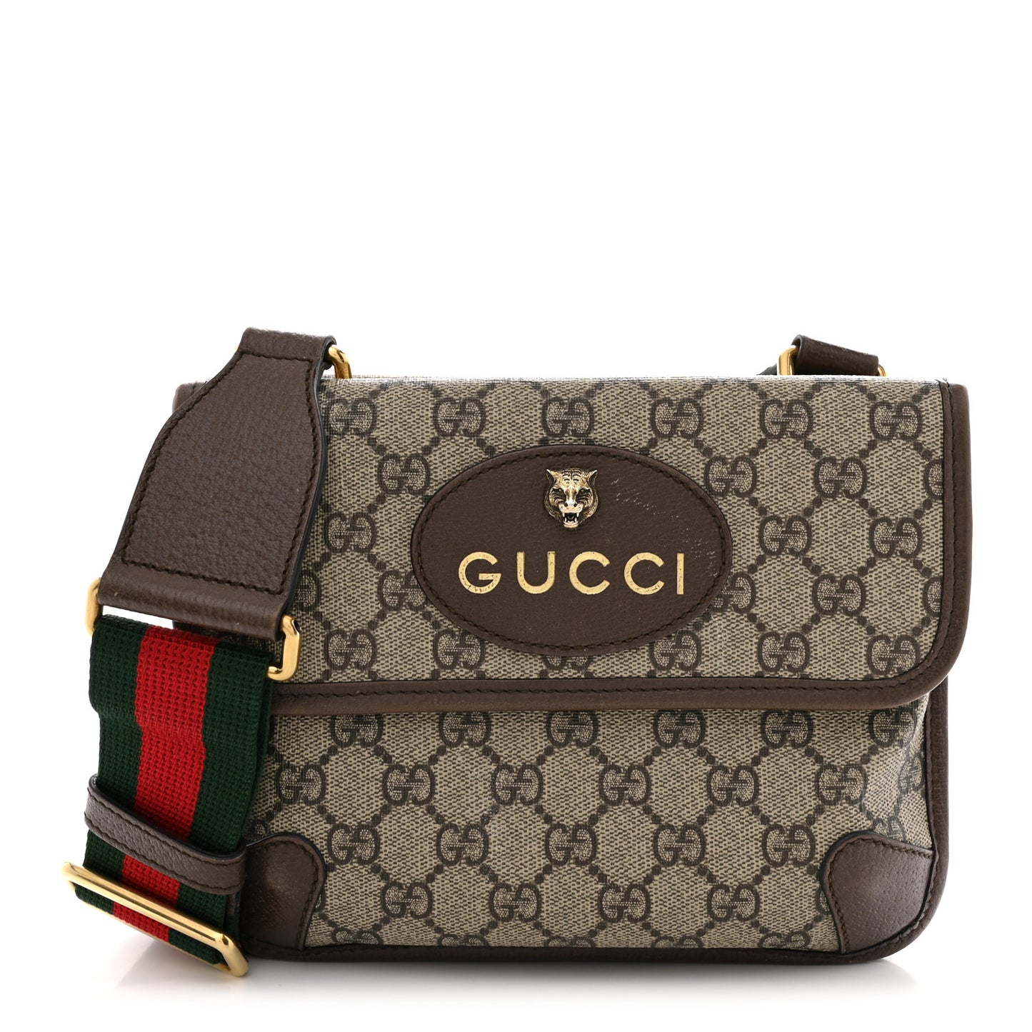 GG Supreme Monogram Web Small Neo Vintage Double Flap Messenger Bag Beige New Acero