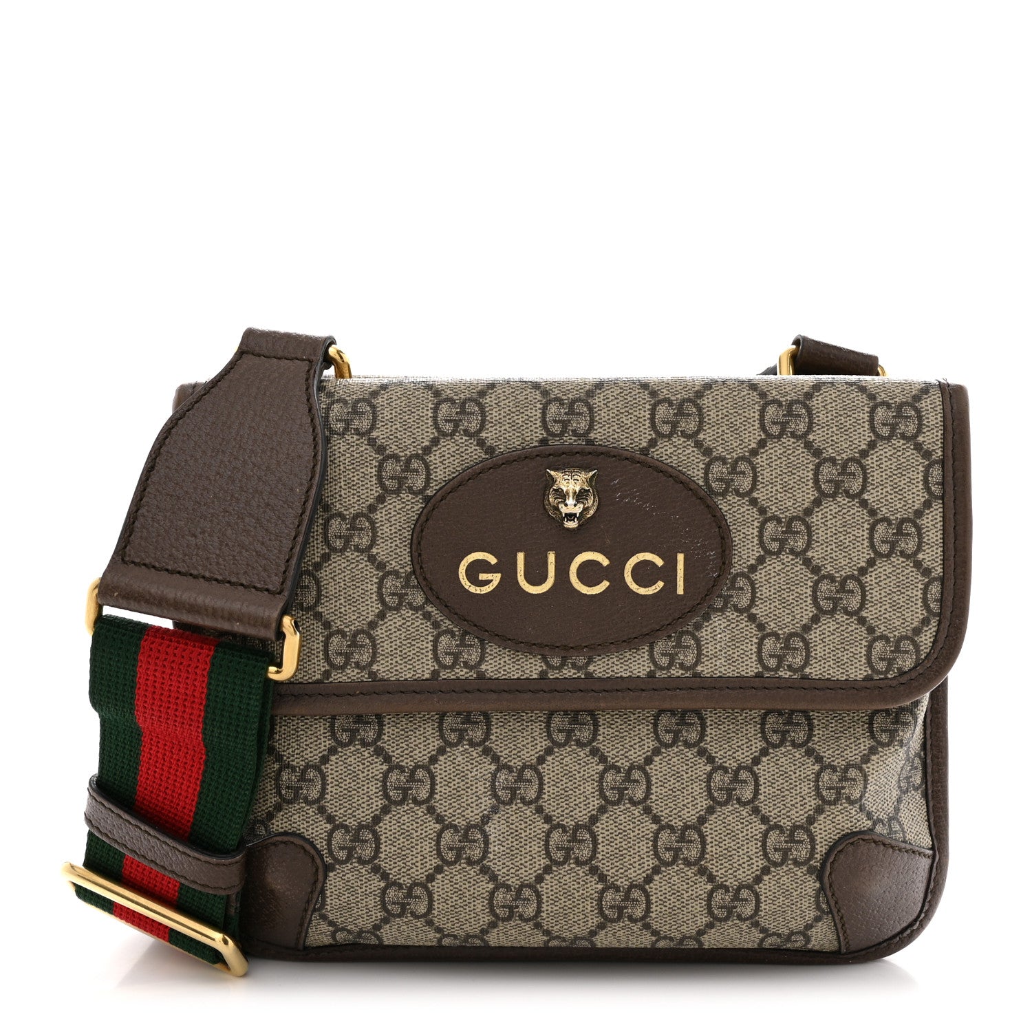 Gucci GG Supreme Monogram Web Small Neo Vintage Double Flap Messenger Bag Beige New Acero 1 of 14