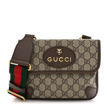 Gucci GG Supreme Monogram Web Small Neo Vintage Double Flap Messenger Bag Beige New Acero 1 of 14