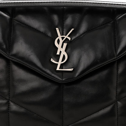 Saint Laurent Lambskin Quilted Medium Loulou Puffer Monogram Chain Satchel Black 9 of 13