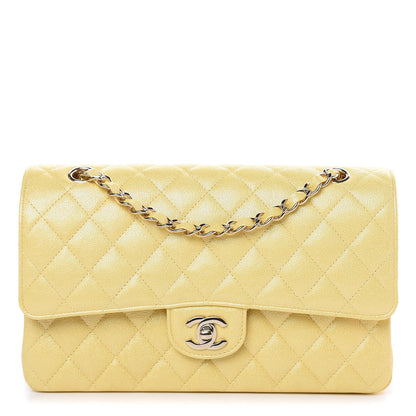 Chanel Iridescent Caviar Quilted Medium Double Flap Yellow 1 of 10