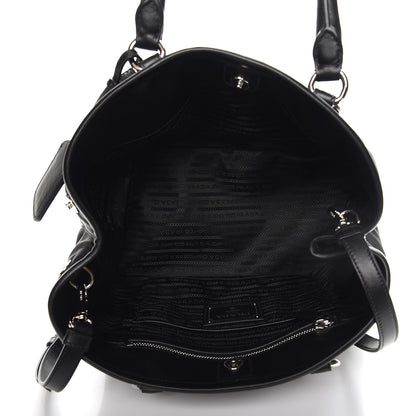 Prada Nylon Tessuto Soft Calf Tote Nero Black 6 of 8