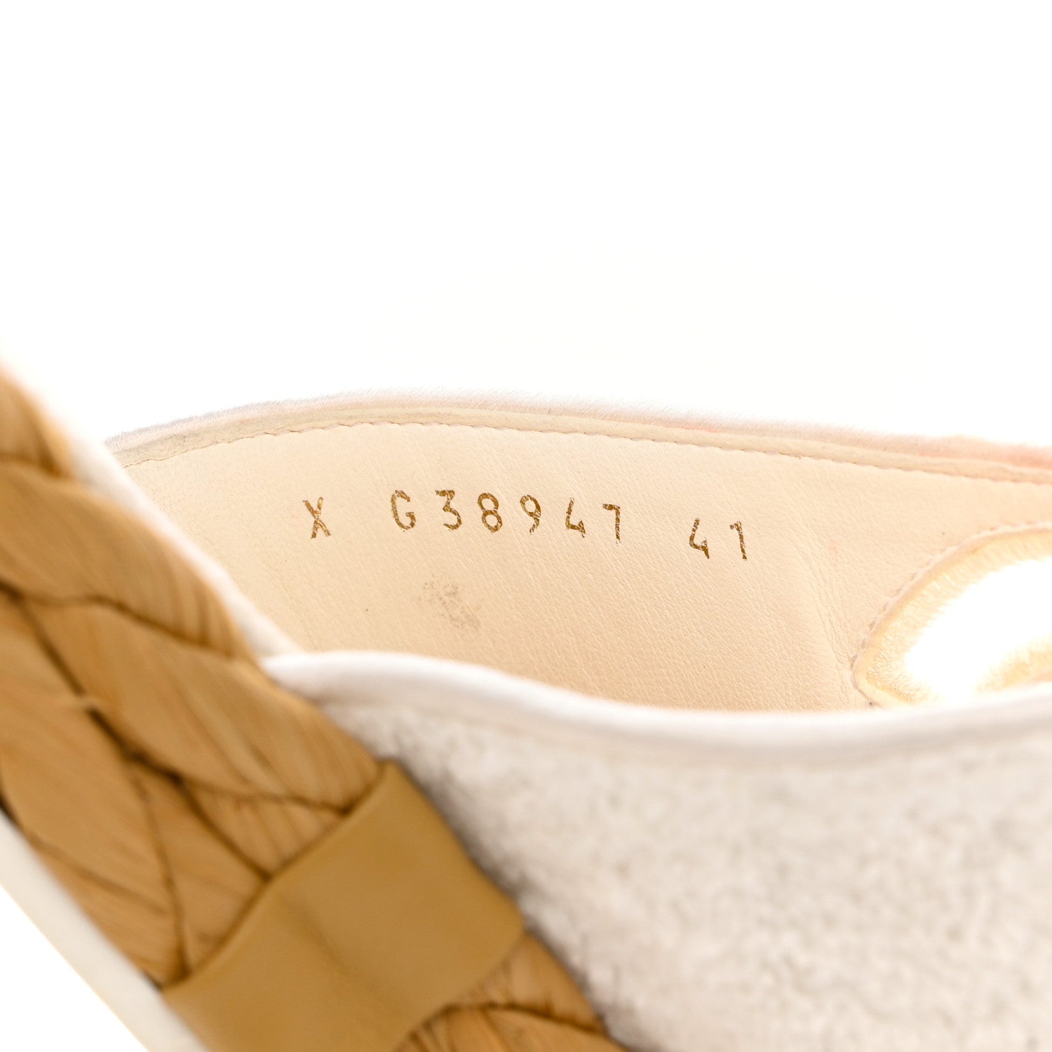 Chanel Terry Cloth Raffia CC Logo Thong Sandals 41 White 8 of 13