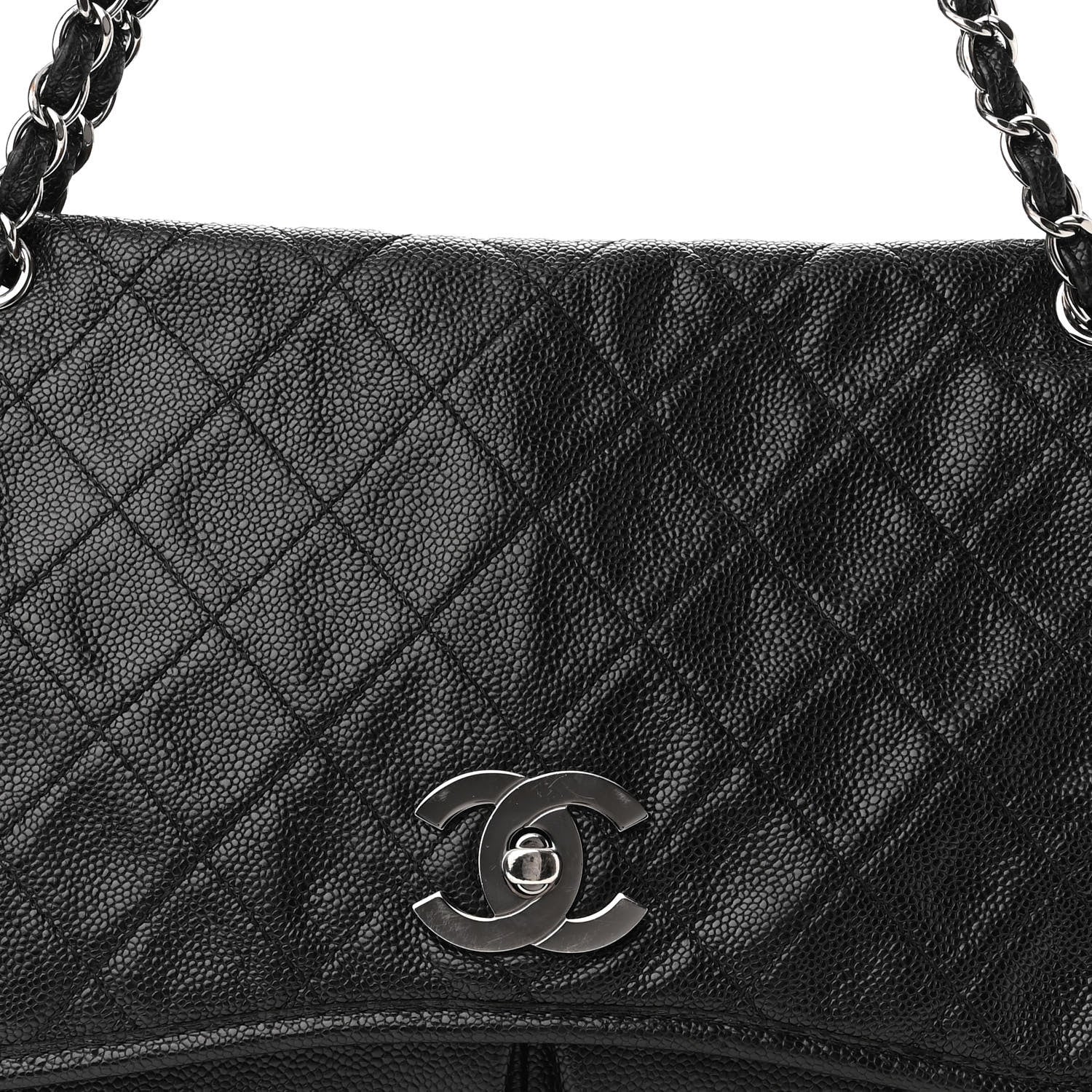 Chanel Grained Calfskin Large Natural Beauty Flap Black 8 of 10