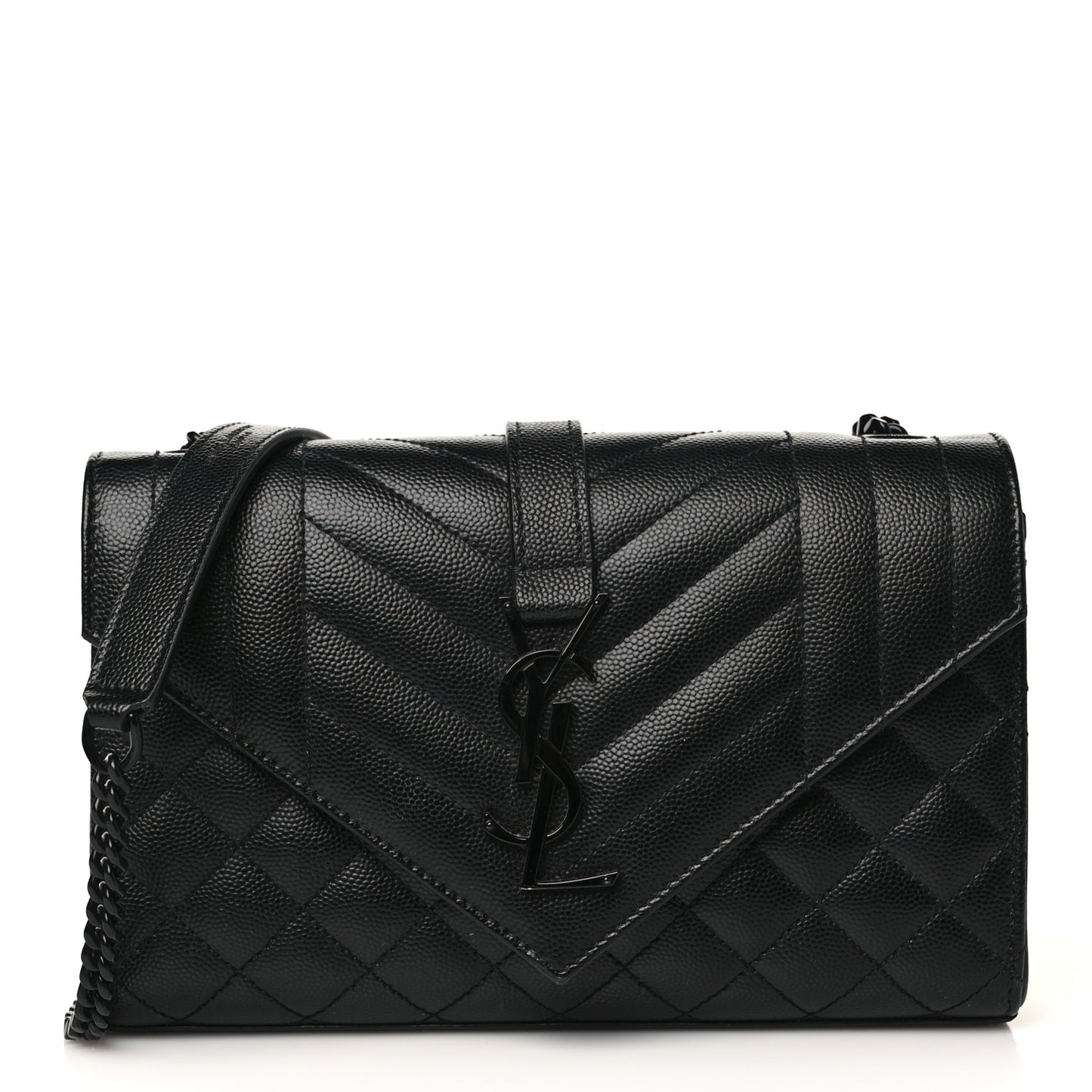 Grain De Poudre Textured Mixed Matelasse Triquilt Small Monogram Satchel Black
