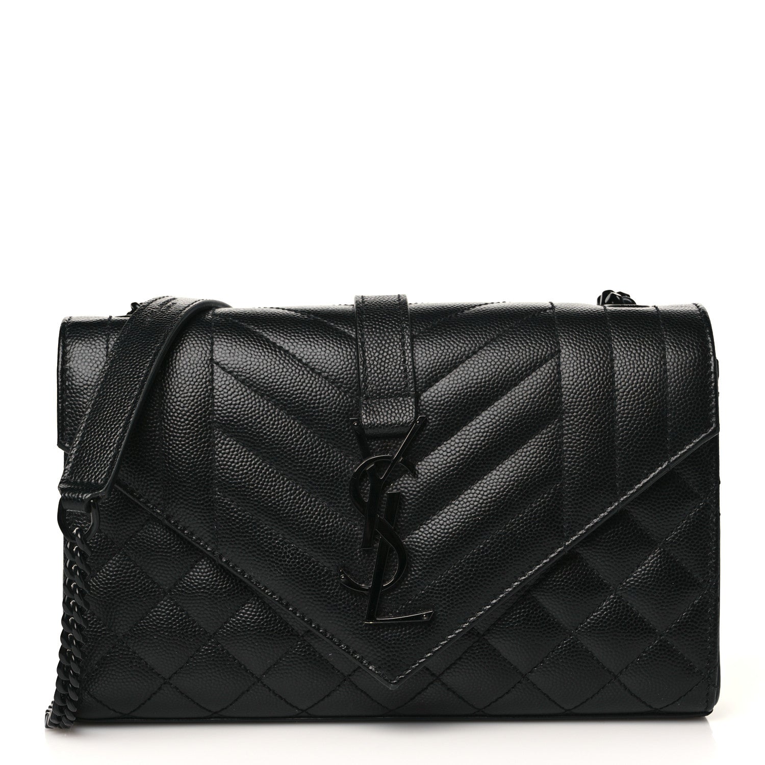Saint Laurent Grain De Poudre Textured Mixed Matelasse Triquilt Small Monogram Satchel Black 1 of 8