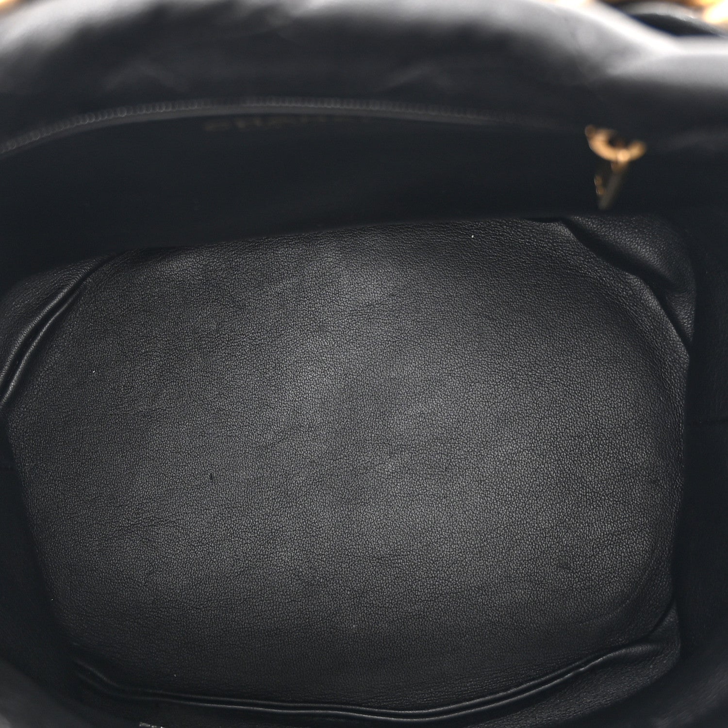 Chanel Shiny Lambskin Quilted Small Chain Is More Drawstring Bag Black 5 of 10