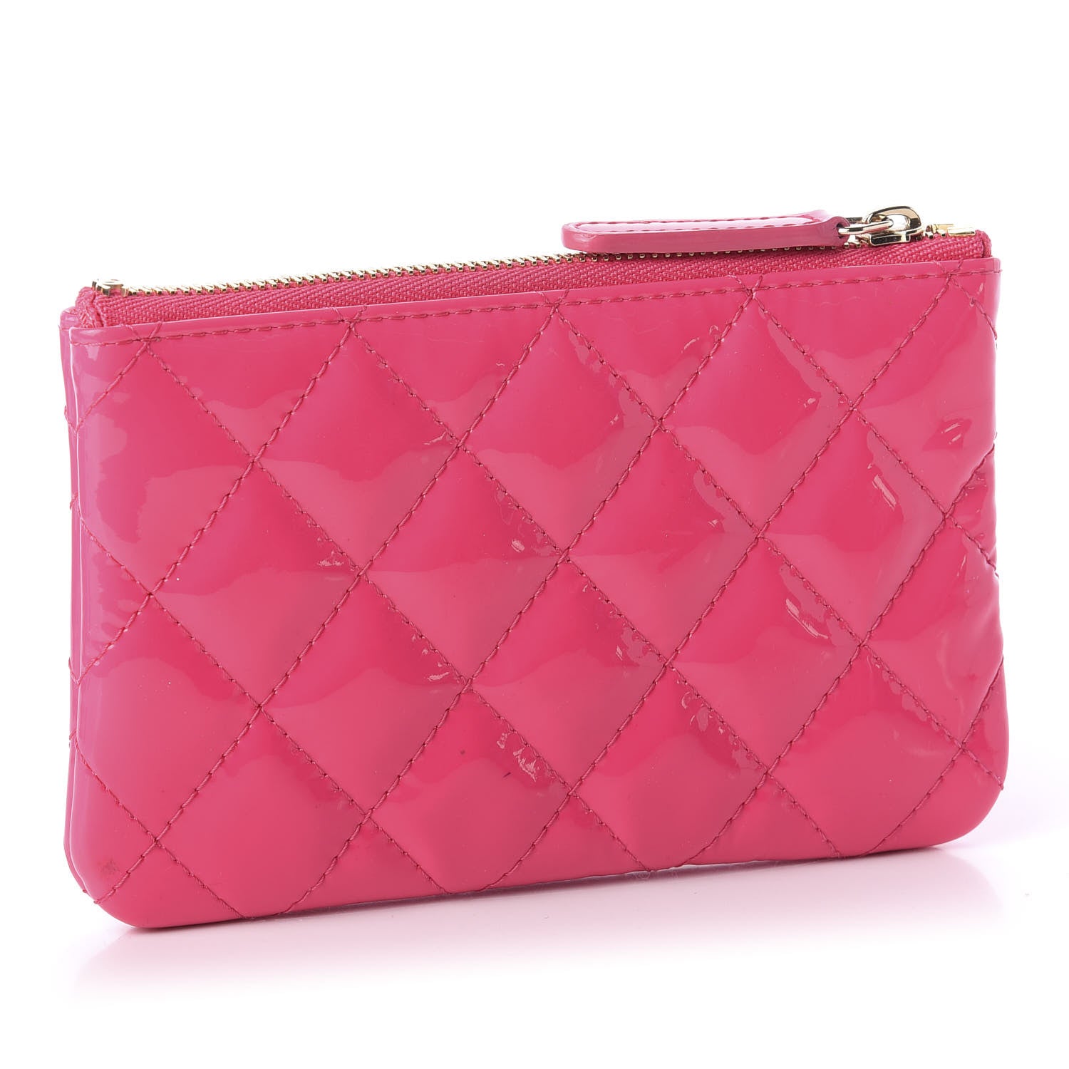 Chanel Patent Quilted Small Cosmetic Case Pink 3 of 8