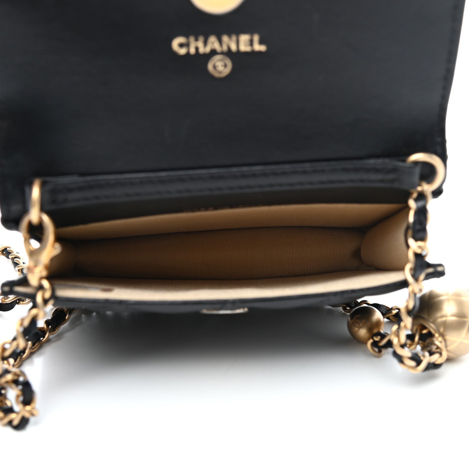 Chanel Lambskin Quilted Pearl Crush Clutch With Chain Black 5 of 5