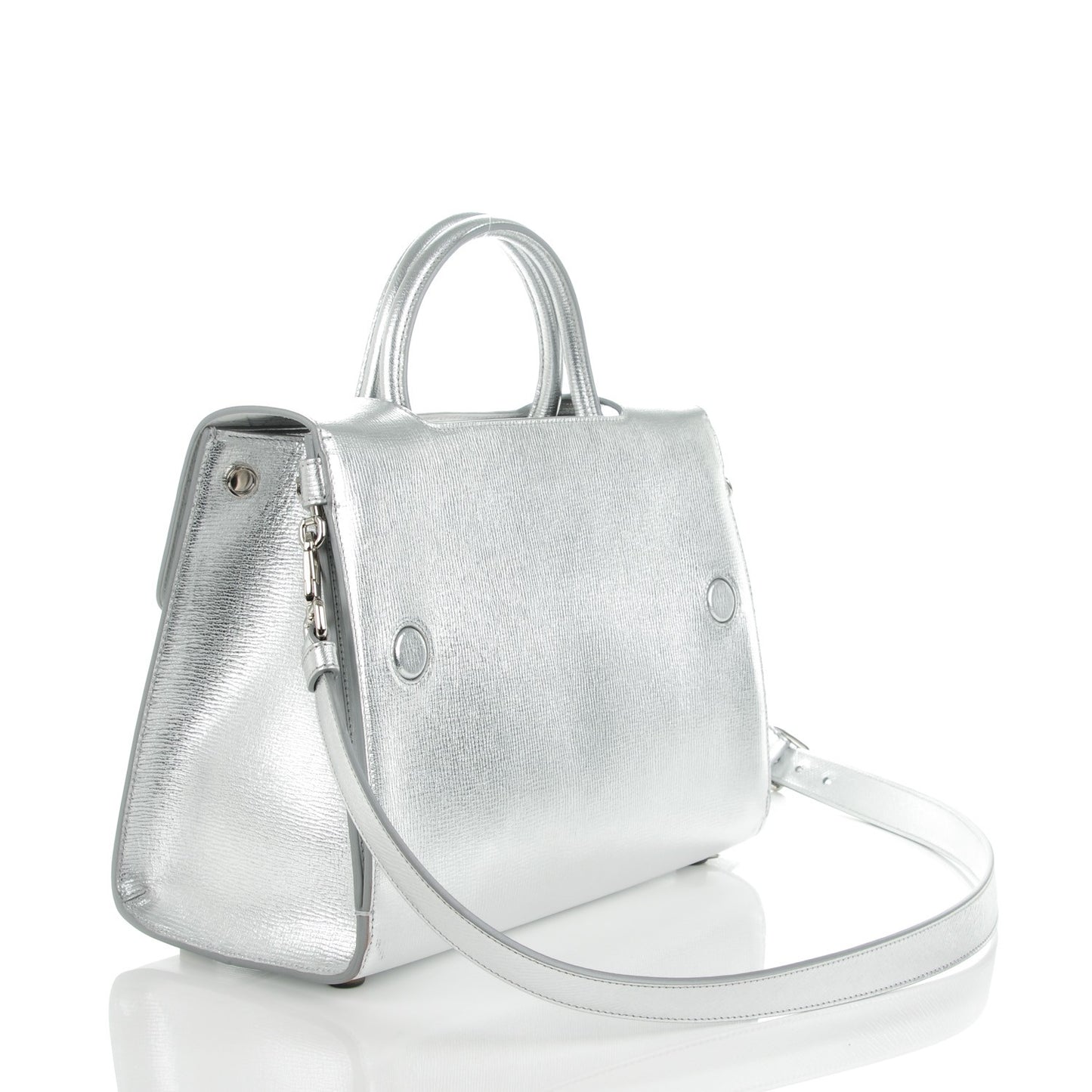 Grained Leather Medium Diorever Flap Silver