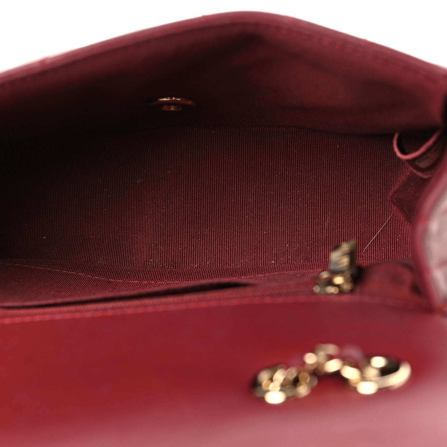 Calfskin Chevron Quilted Mini Statement Flap Burgundy