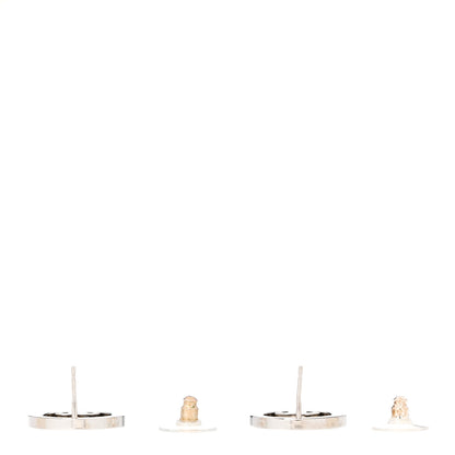 Chanel Crystal CC Round Earrings Silver 3 of 4