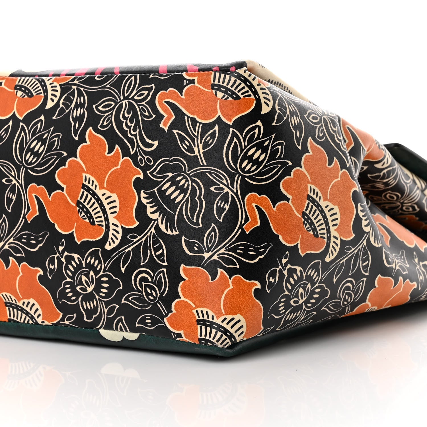 Valentino Garavani Calfskin Floral Print Mime Single Handle Bag Green 12 of 16