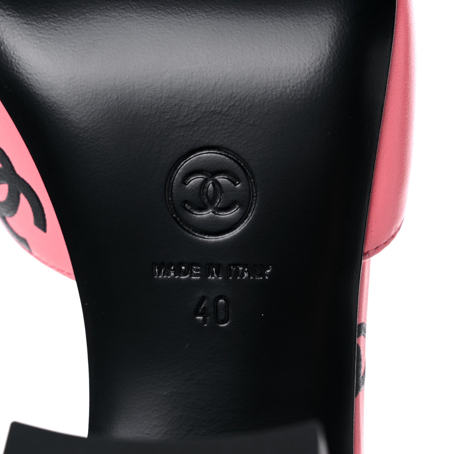Lambskin Printed CC Sandals 40 Black Pink