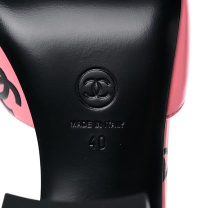 Chanel Lambskin Printed CC Sandals 40 Black Pink 6 of 9