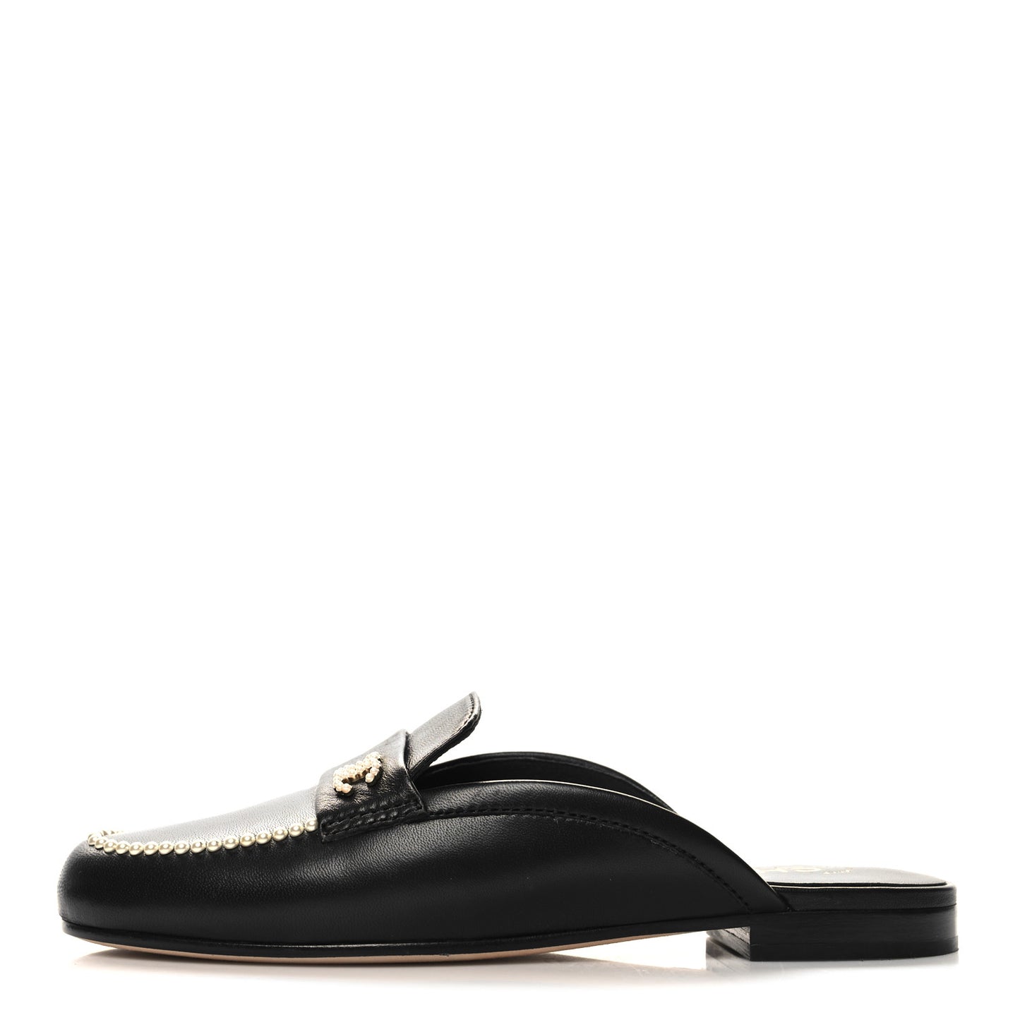 Lambskin Pearl CC Mules 38 Black
