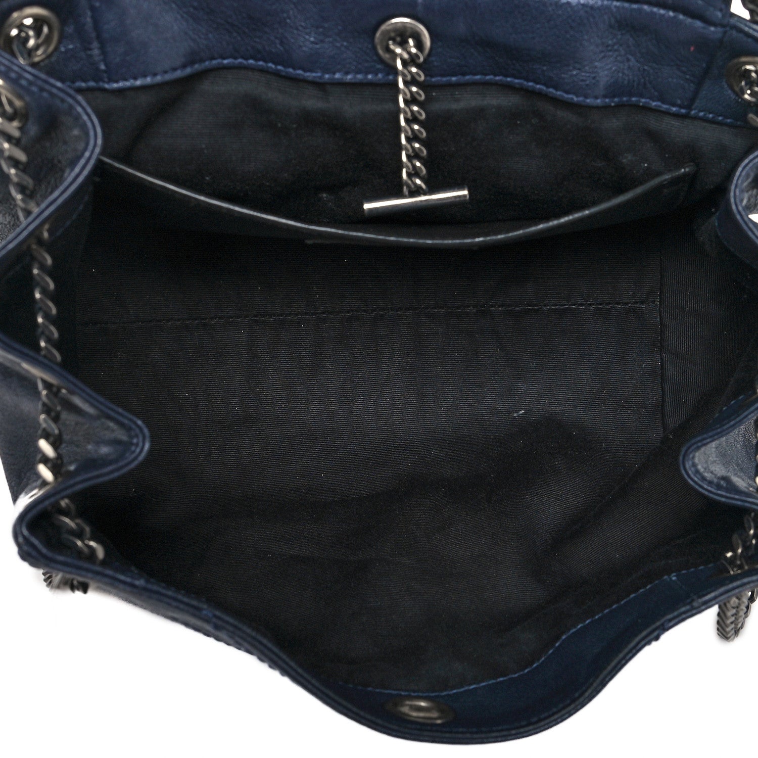 Saint Laurent Vintage Lambskin Chevron Monogram Small Nolita Blue 4 of 9