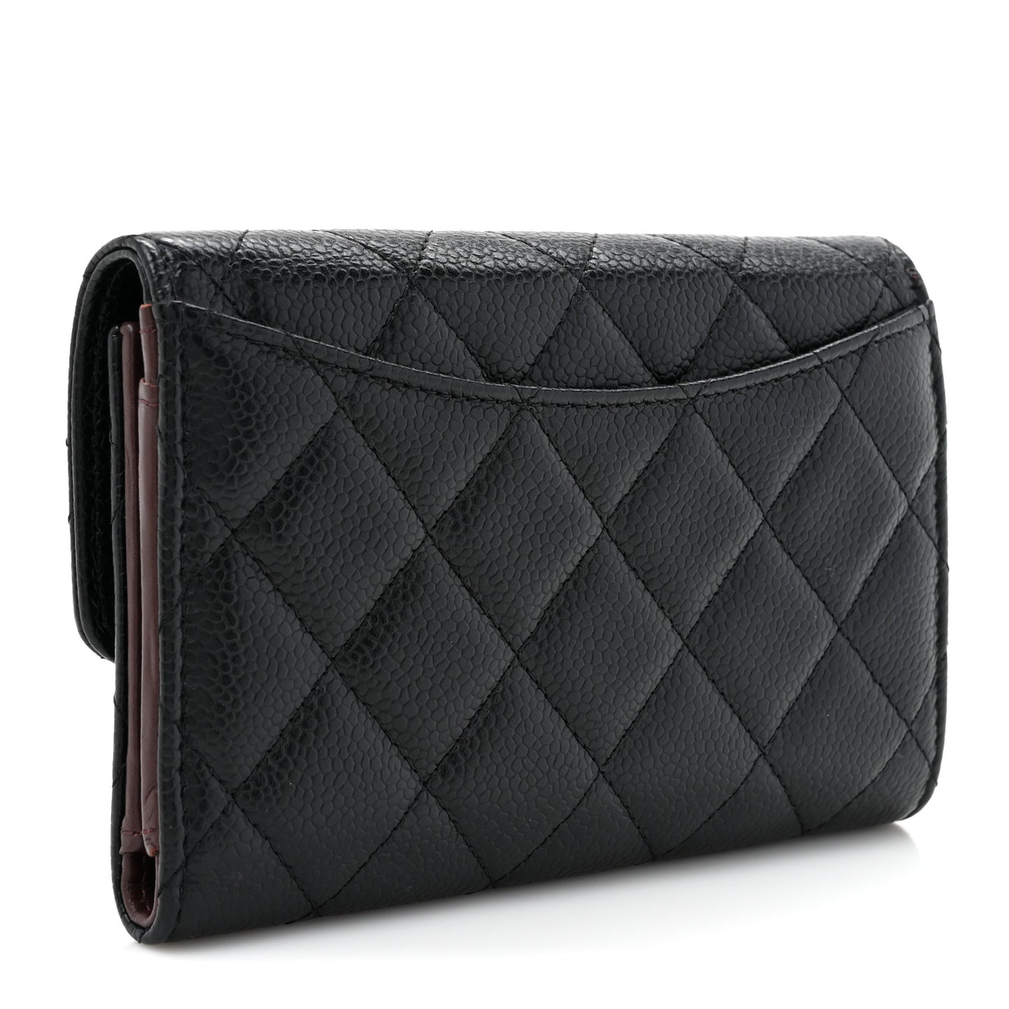 Caviar Quilted Medium Flap Wallet Black
