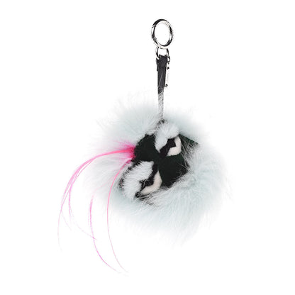 Fendi Fox Rabbit Goat Mink Fur Vitello Flamingo Bagood Monster Bag Bug Charm Light Blue 1 of 3