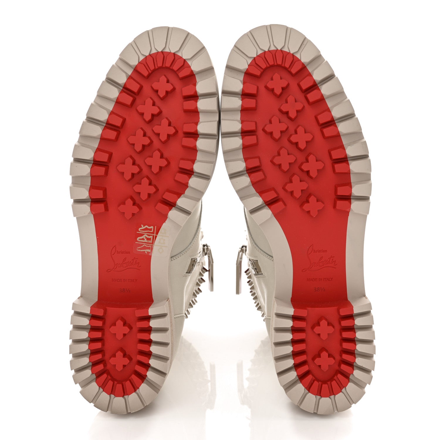 Christian Louboutin Calfskin Winter Spikes Combat Boots 38.5 White 5 of 12