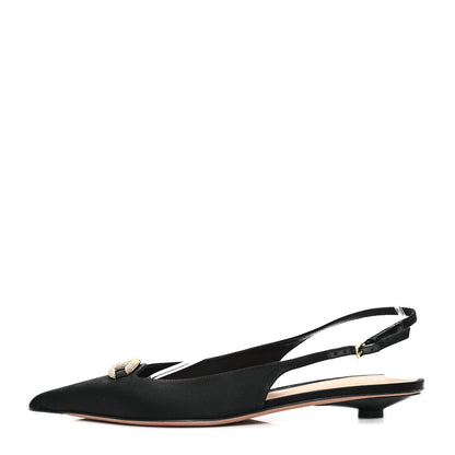 Valentino Garavani Satin Crystal Vlogo Slingback 20mm Pumps 39.5 Black 1 of 10