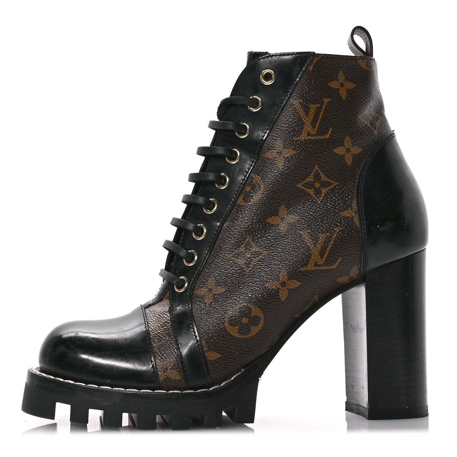 Louis Vuitton Patent Calfskin Monogram Star Trail Ankle Boots 39 Black 1 of 9