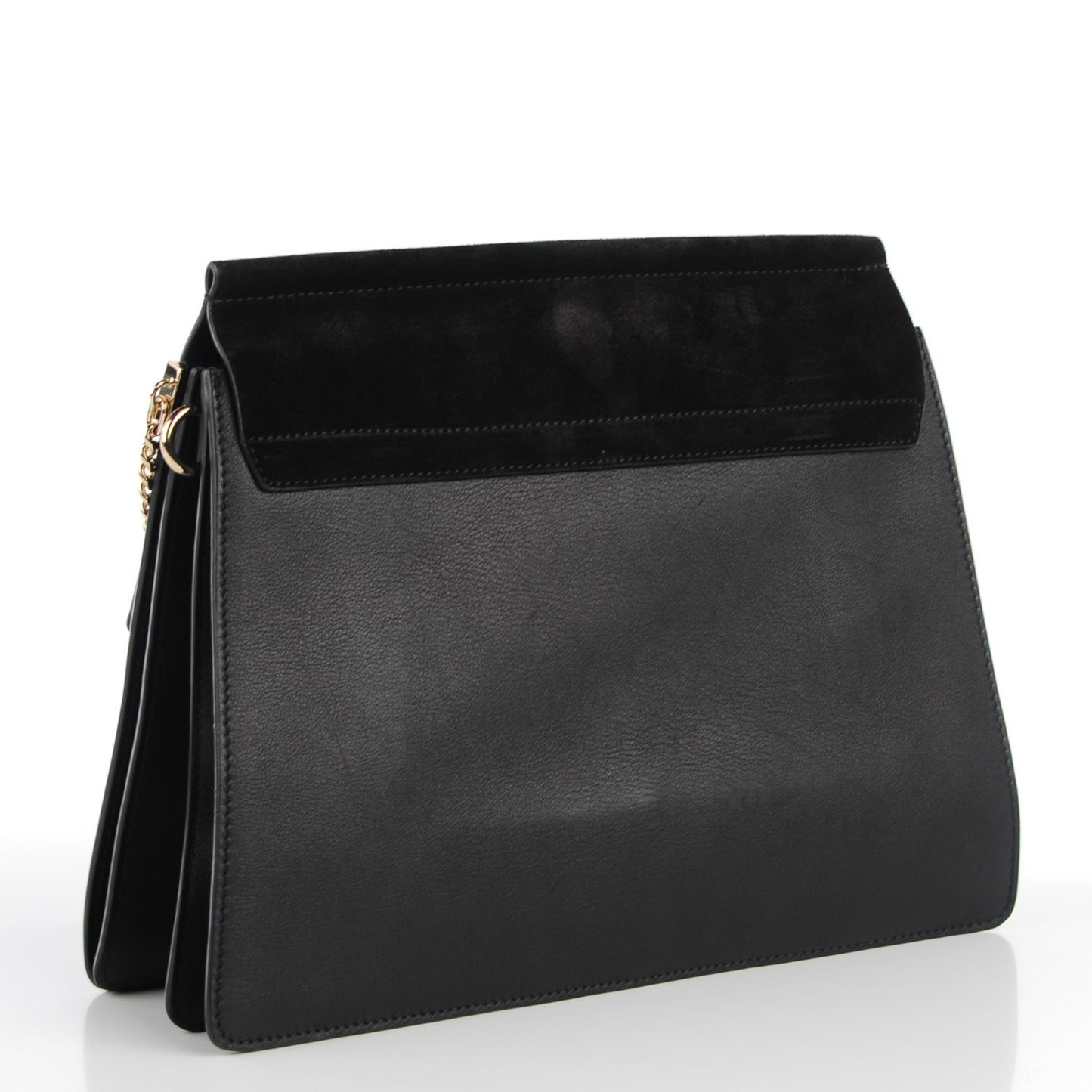 Suede Calfskin Medium Faye Shoulder Bag Black