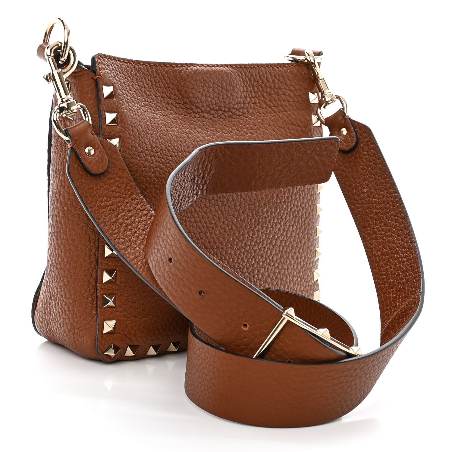 Valentino Garavani Pebbled Calfskin Mini Rockstud Flip-Lock Messenger Bag Light Cuir 3 of 11