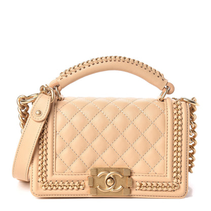 Chanel Calfskin Quilted Small Boy Handle Flap Beige 1 of 10
