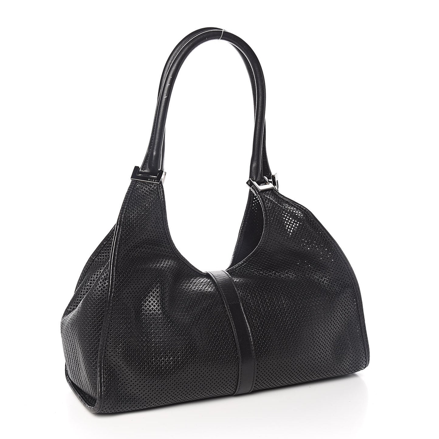Perforated Calfskin Jackie O Hobo Black