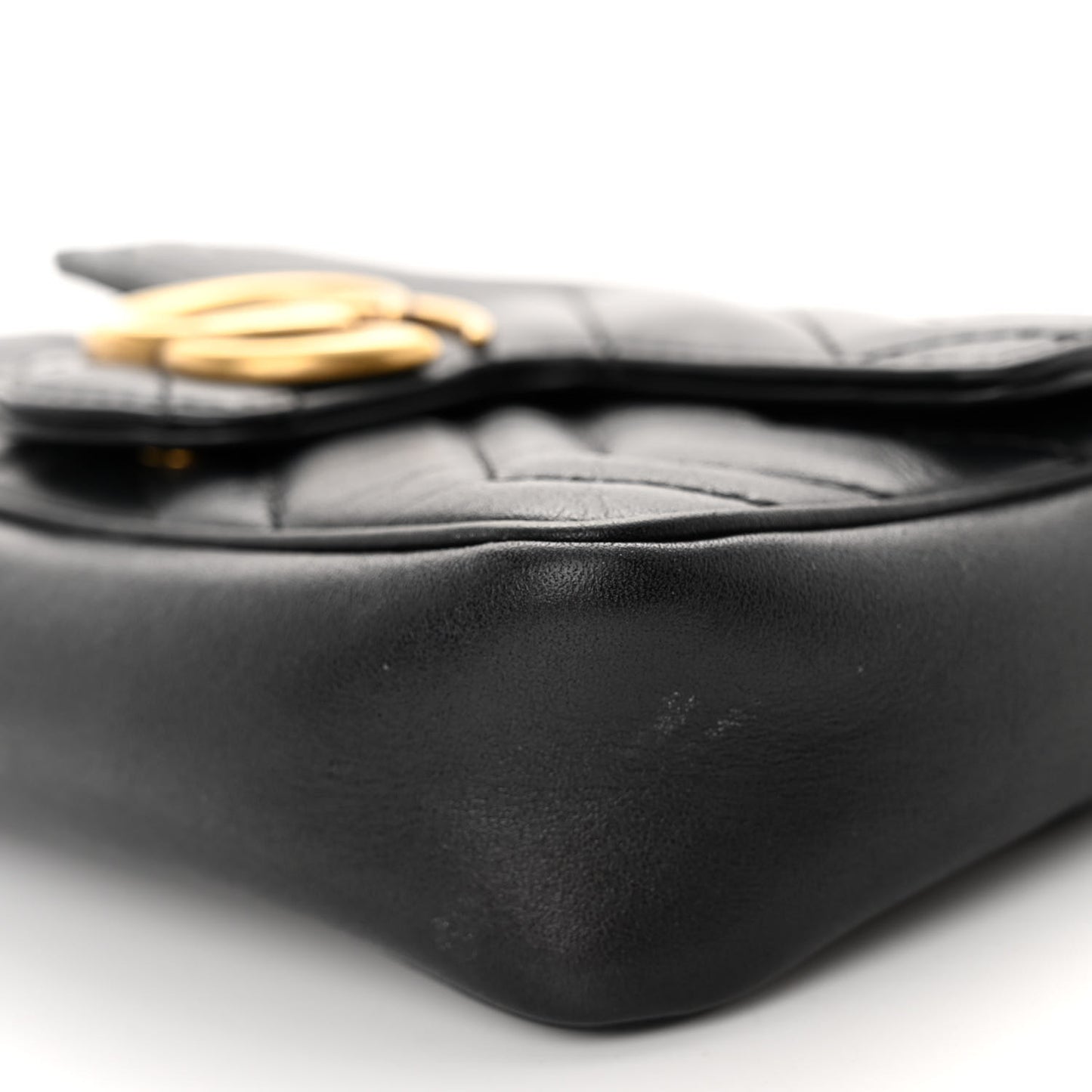Calfskin Matelasse Super Mini GG Marmont Shoulder Bag Black