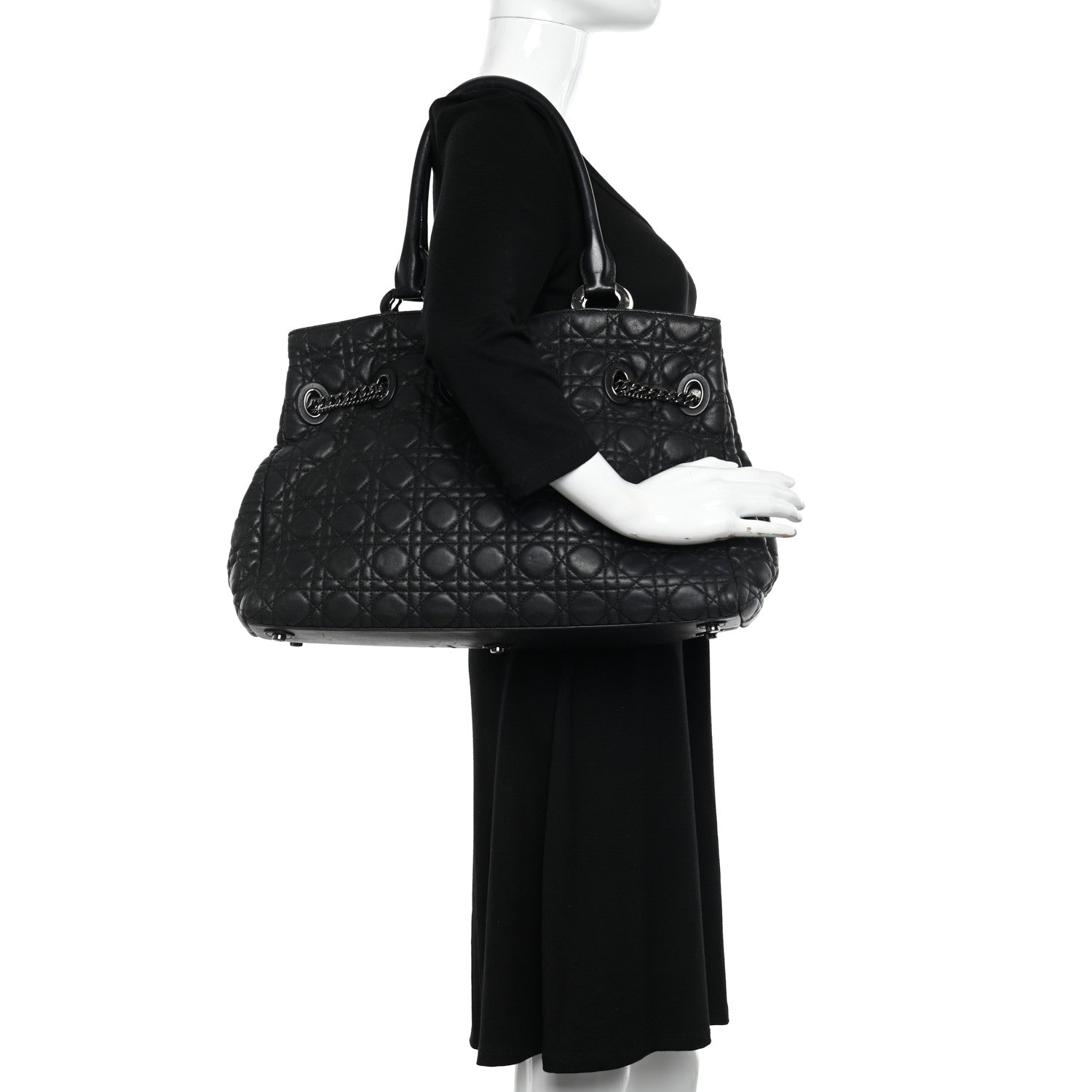 Christian Dior Lambskin Cannage Chri Chri Tote Black 2 of 12