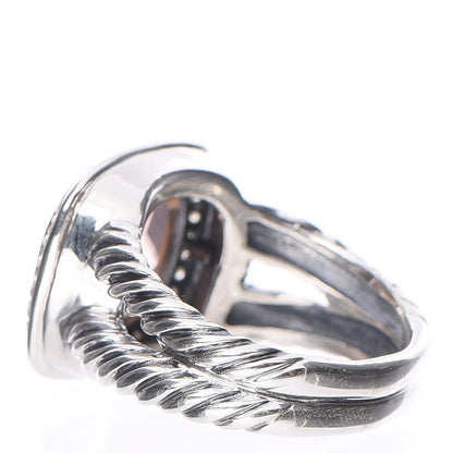 David Yurman Sterling Silver Diamond Morganite 11mm Albion Ring 54 7 4 of 5