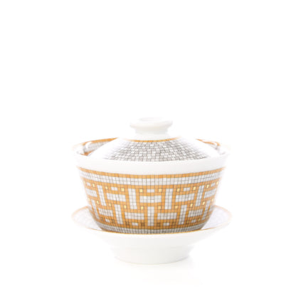 Hermes Porcelain Mosaique Au 24 Porcelain Tea Cup with Lid and Saucer 1 of 6