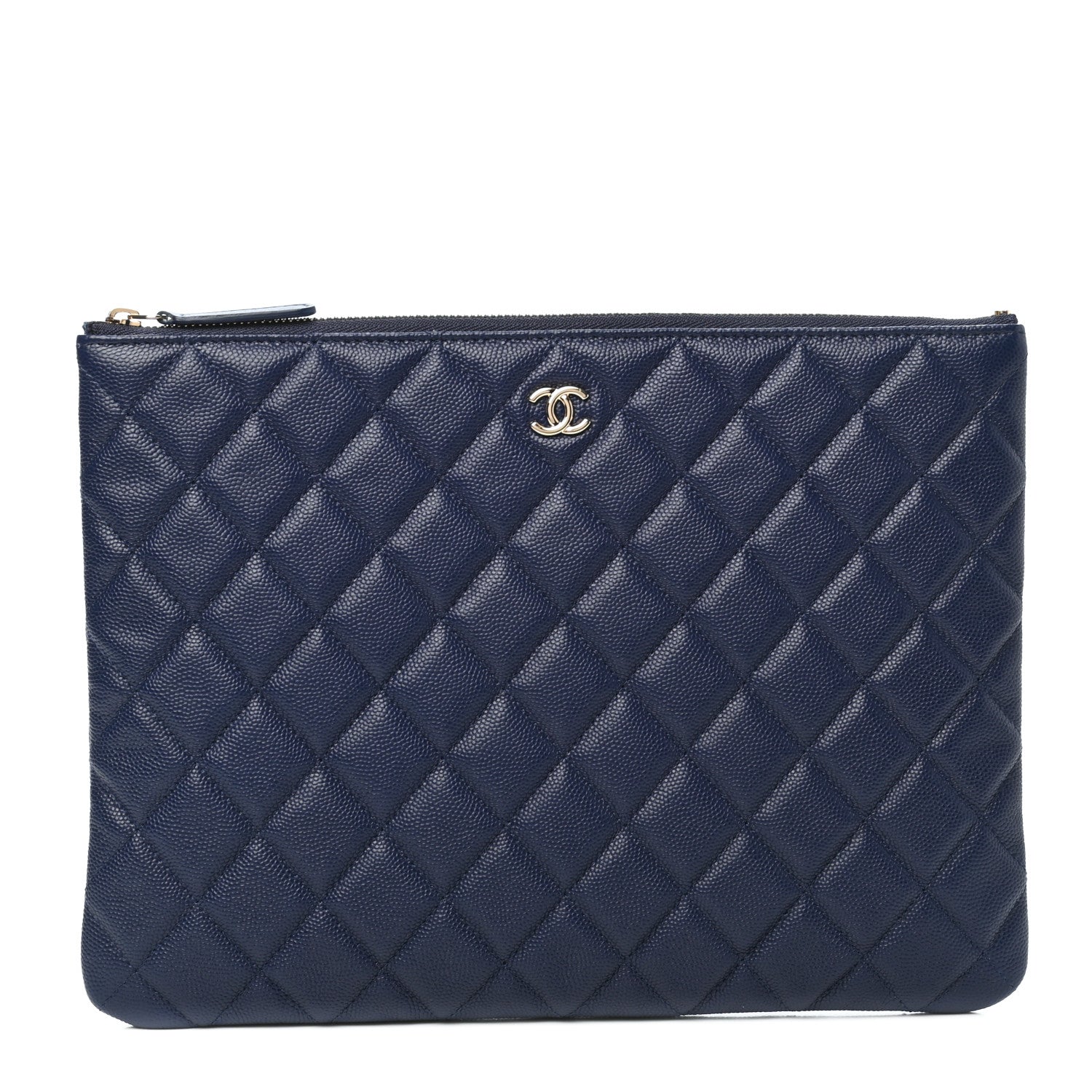 Chanel Caviar Quilted Medium Cosmetic Case Blue 1 of 7