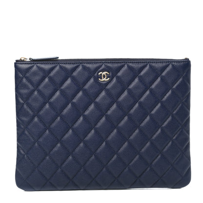 Chanel Caviar Quilted Medium Cosmetic Case Blue 1 of 7