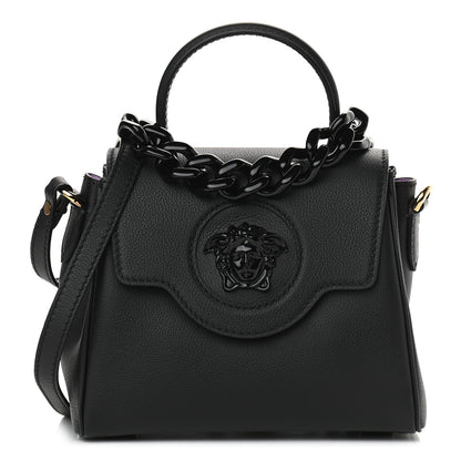 Versace Grained Calfskin Small La Medusa Top Handle Bag Black Lilac 1 of 8