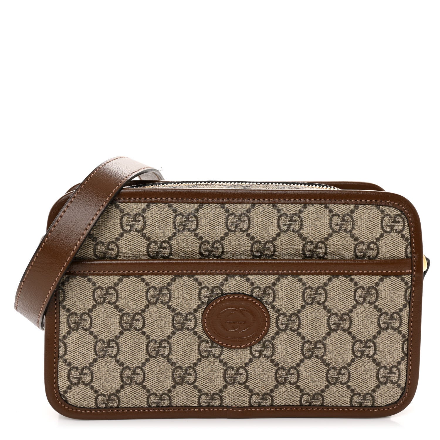 Gucci GG Supreme Monogram Azalea Calfskin Mini Retro Interlocking G Shoulder Bag Beige Ebony Brown Sugar 1 of 9